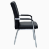 High Back PU Leather Padded Arms Visitor Chair Black K-6139V