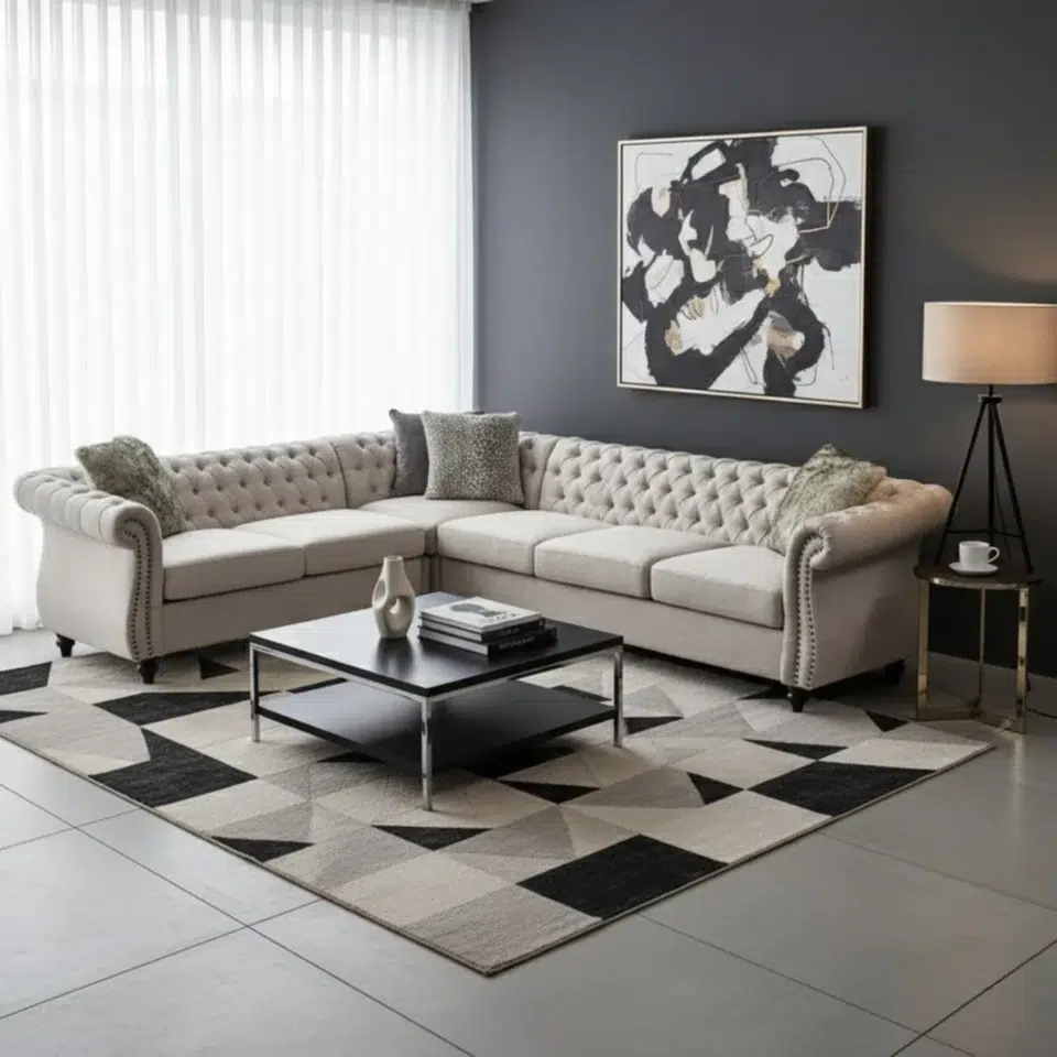 Astley 6-Seater Linen L-Shape Sofa…