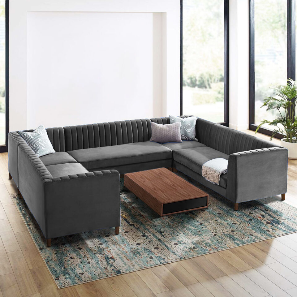 Bluet 8-Seater Velvet U-Shape Corner Sofa