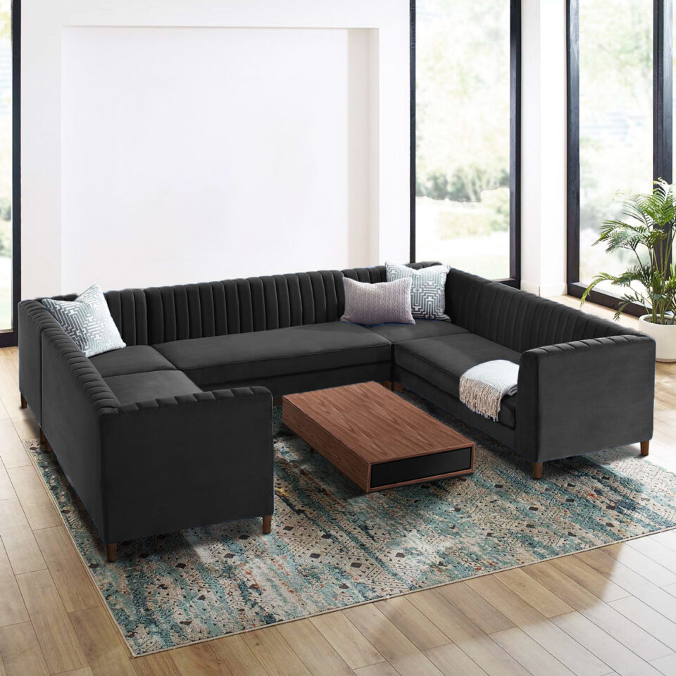 Bluet 8-Seater Velvet U-Shape Corner Sofa…