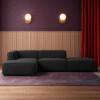 Boneblack 3-Seater Polyester L-Shape Sofa