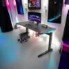 Gaming Desk Embeded Carbon Fiber RGB D-Shaped Black – 120cm