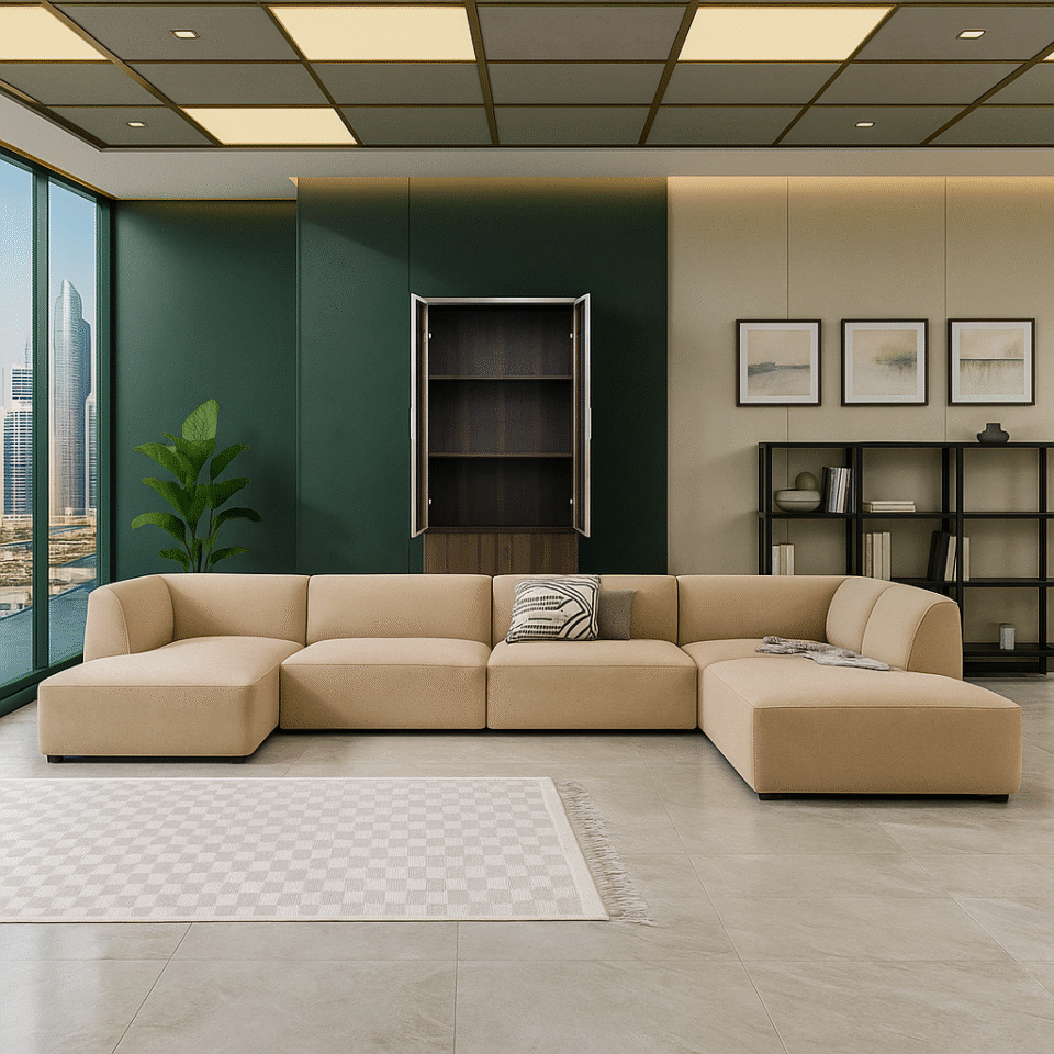 Astorn 4-Seater U-Shape Velvet Sofa…