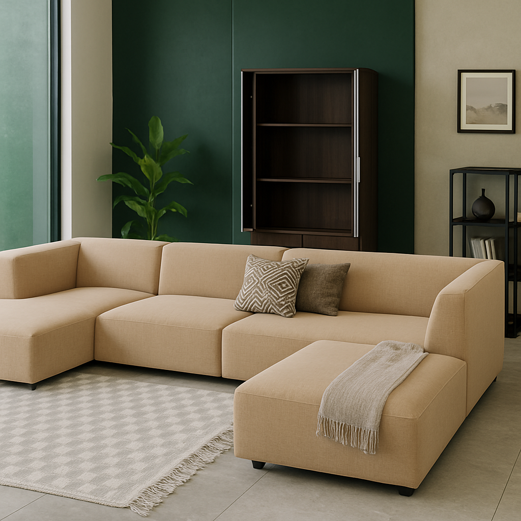 Astorn 4-Seater U-Shape Velvet Sofa