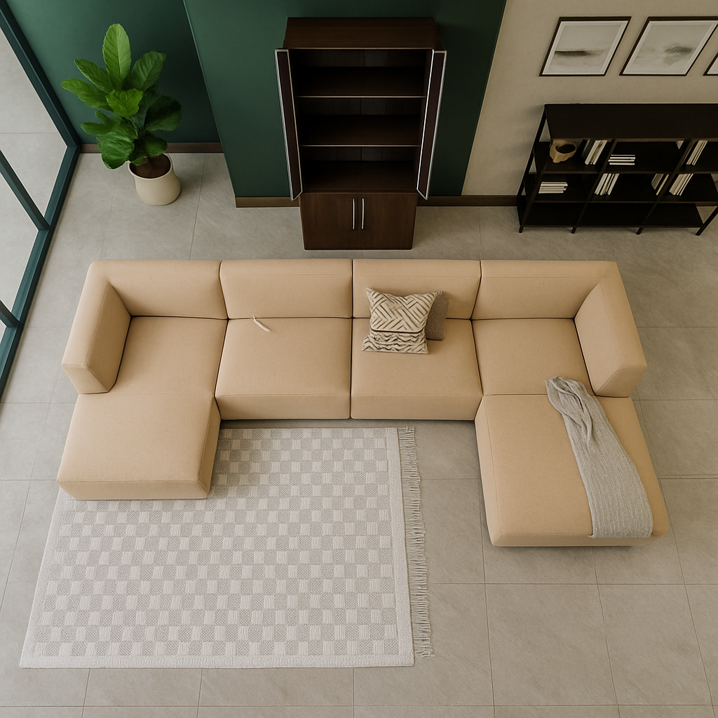 Astorn 4-Seater U-Shape Velvet Sofa