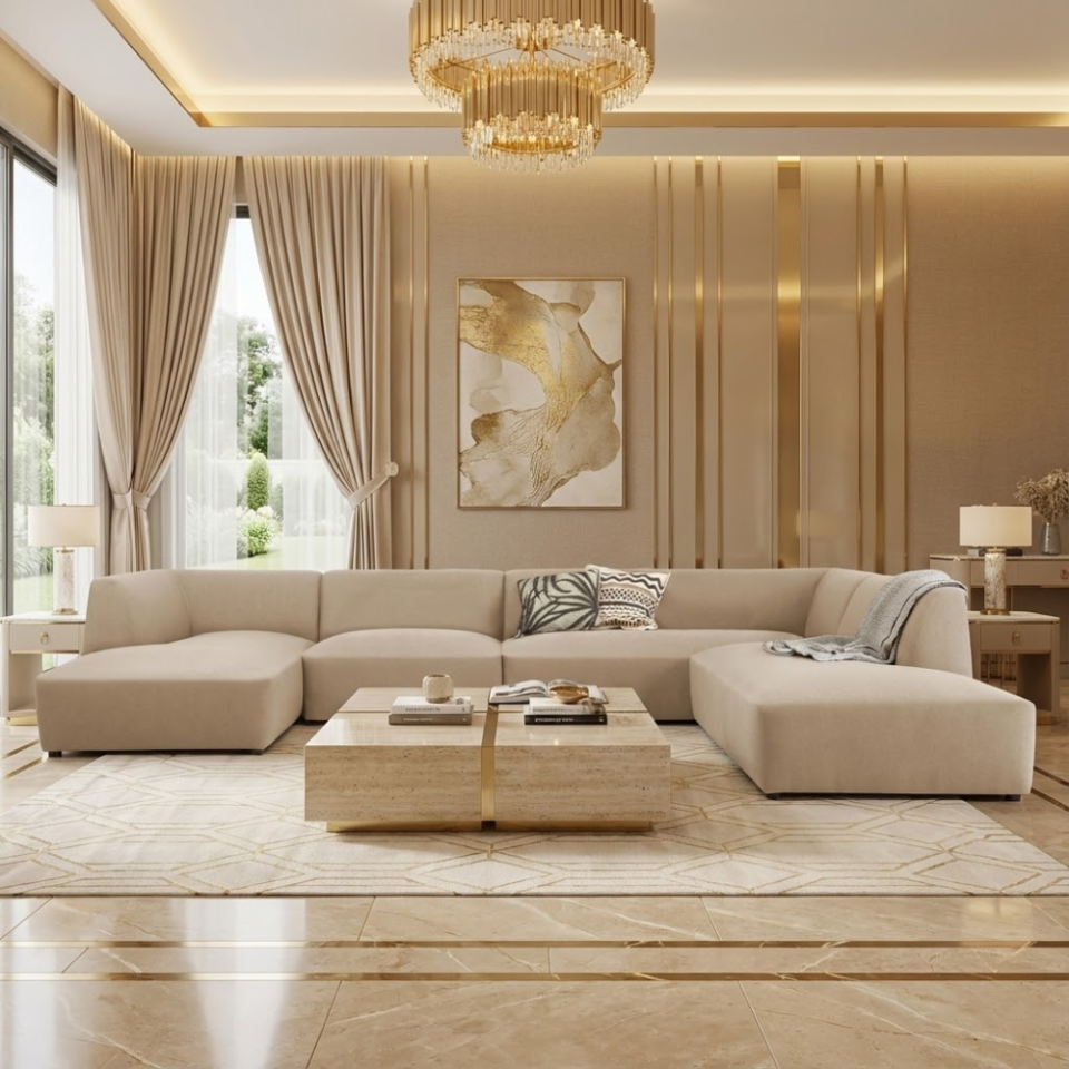 Astorn 4-Seater U-Shape Velvet Sofa…