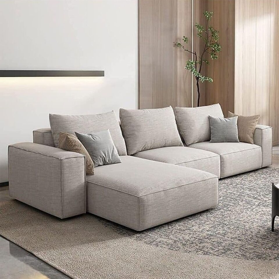 Rabia 3-Seater L-Shape Linen Sofa