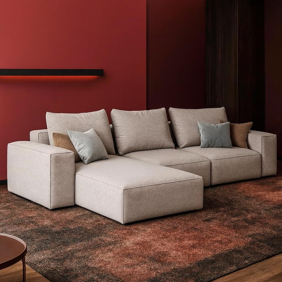 Rabia 3-Seater L-Shape Linen Sofa…
