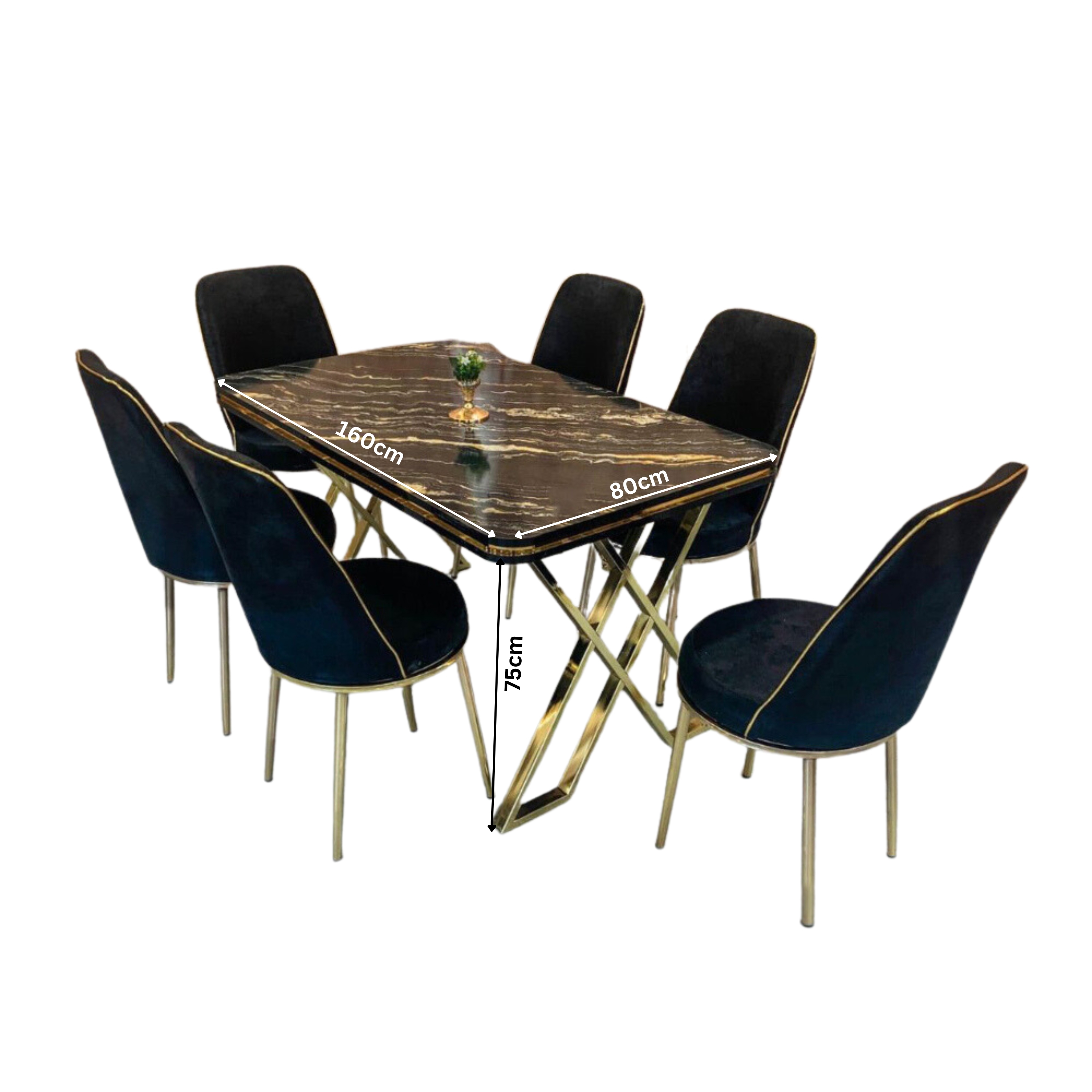 Toledo Dining Table Set Color (Golden-Black)
