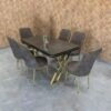 Toledo Dining Table Set Color (Golden-Grey)