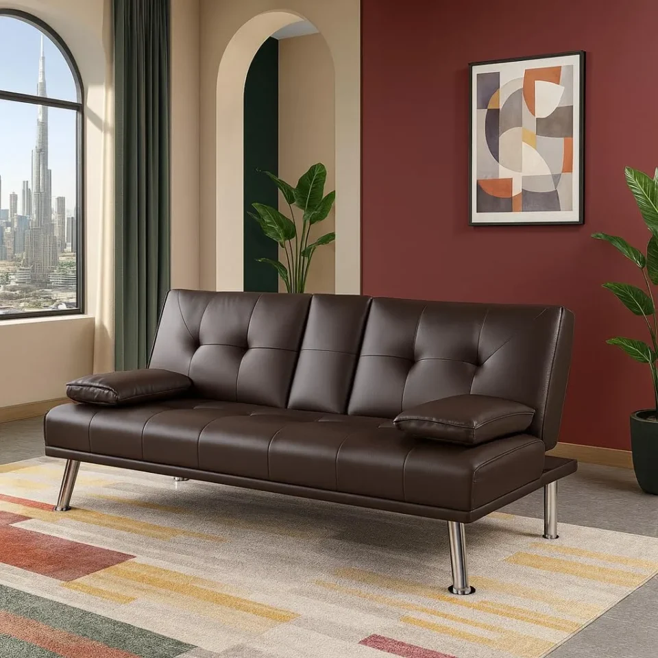 Strandom 2-Seater Leather Futon Sofa Bed…