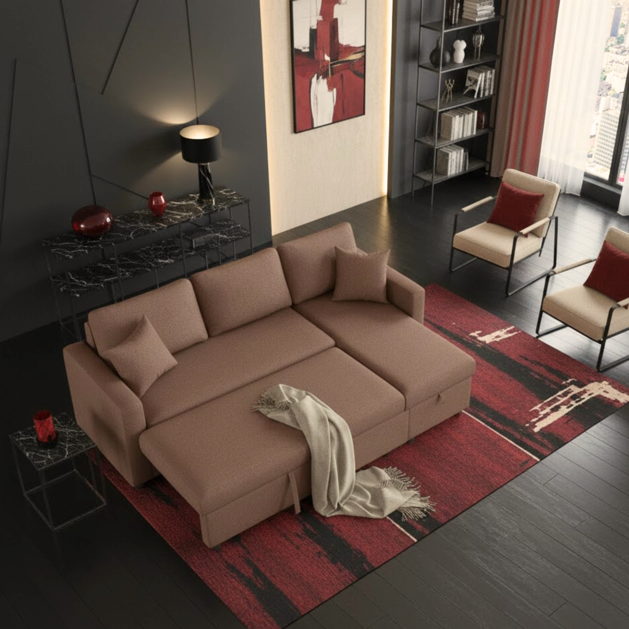 Hunter 3-Seater Corner Sofa Cum Bed