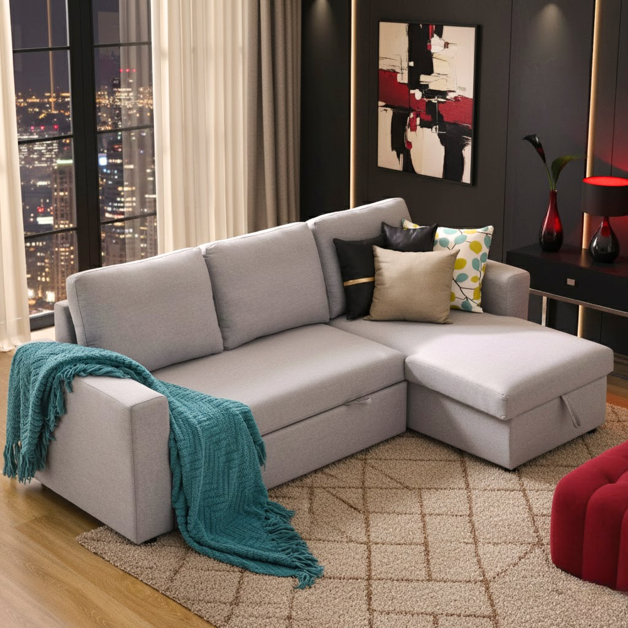 Hunter 3-Seater Corner Sofa Cum Bed