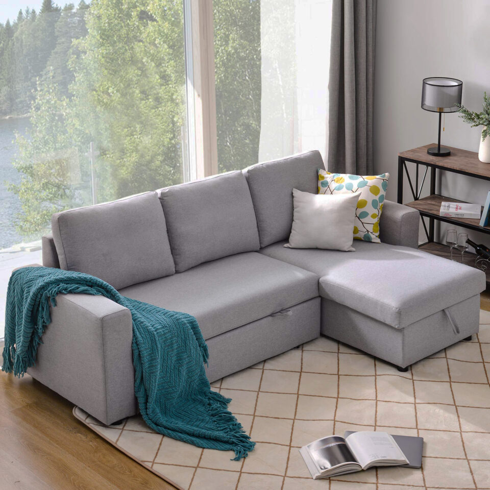 Hunter 3-Seater Fabric Corner Sofa Bed