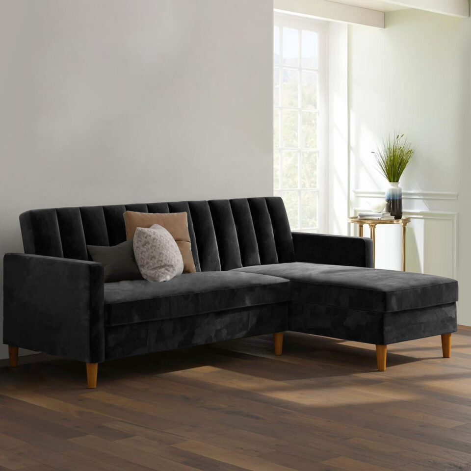 Klippan 3-Seater L-Shape Velvet Sofa