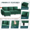 Montana 4 Seater Sectional Sofa – Green