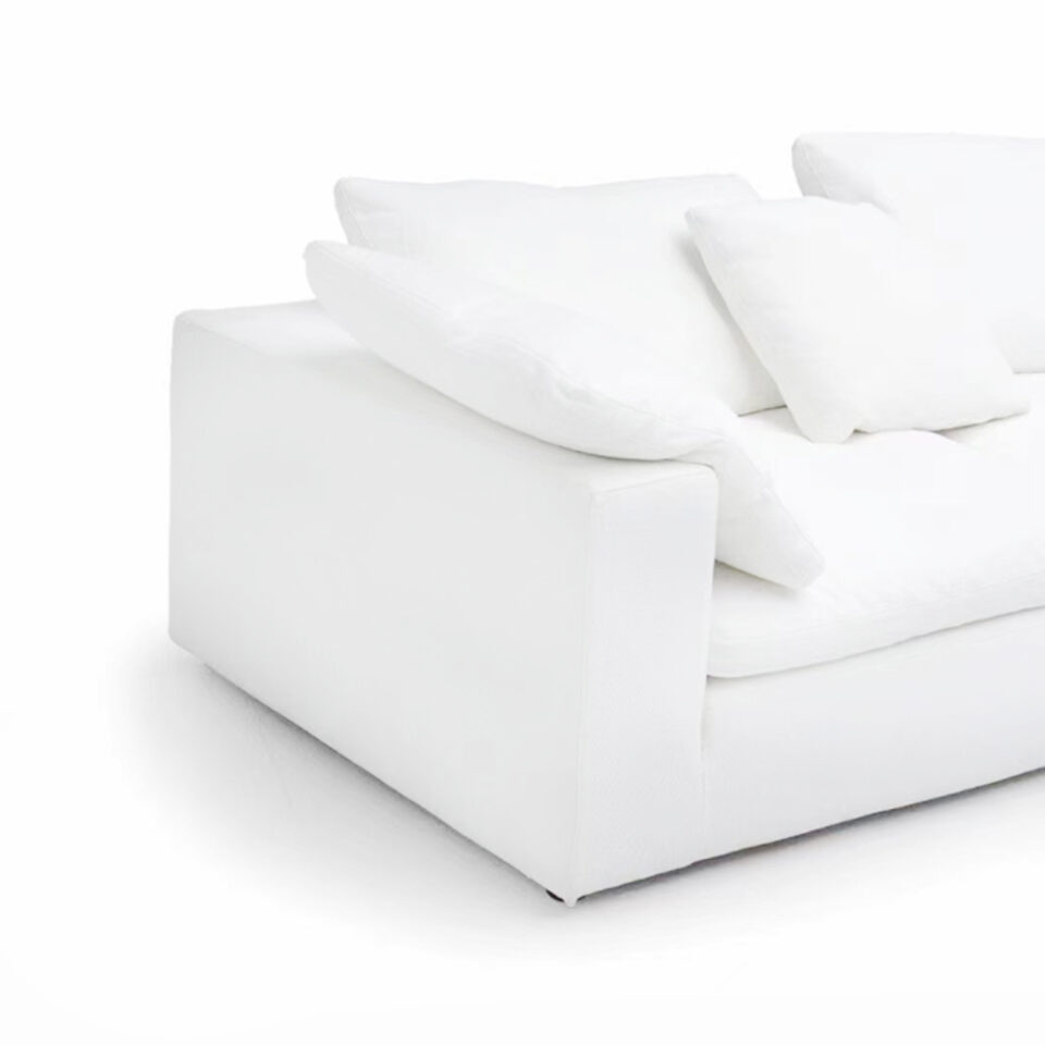 American 3-Seater Polyester Fabric L-Shape Sofa – White…