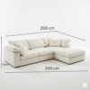 American 3-Seater Polyester Fabric L-Shape Sofa – White