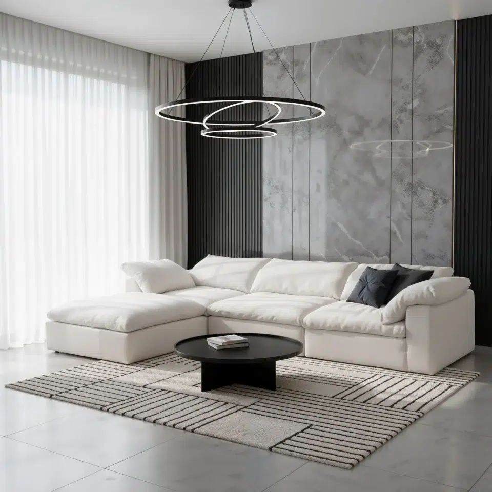 Cloud 3 Seater L Shape Sofa (White)