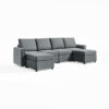 Linsy Salon 4-Seater U-Shape Polyester Sofa – Grey