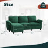 Montana 3-Seater L-Shape Polyester Sofa – Green