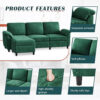 Montana 3-Seater L-Shape Polyester Sofa – Green