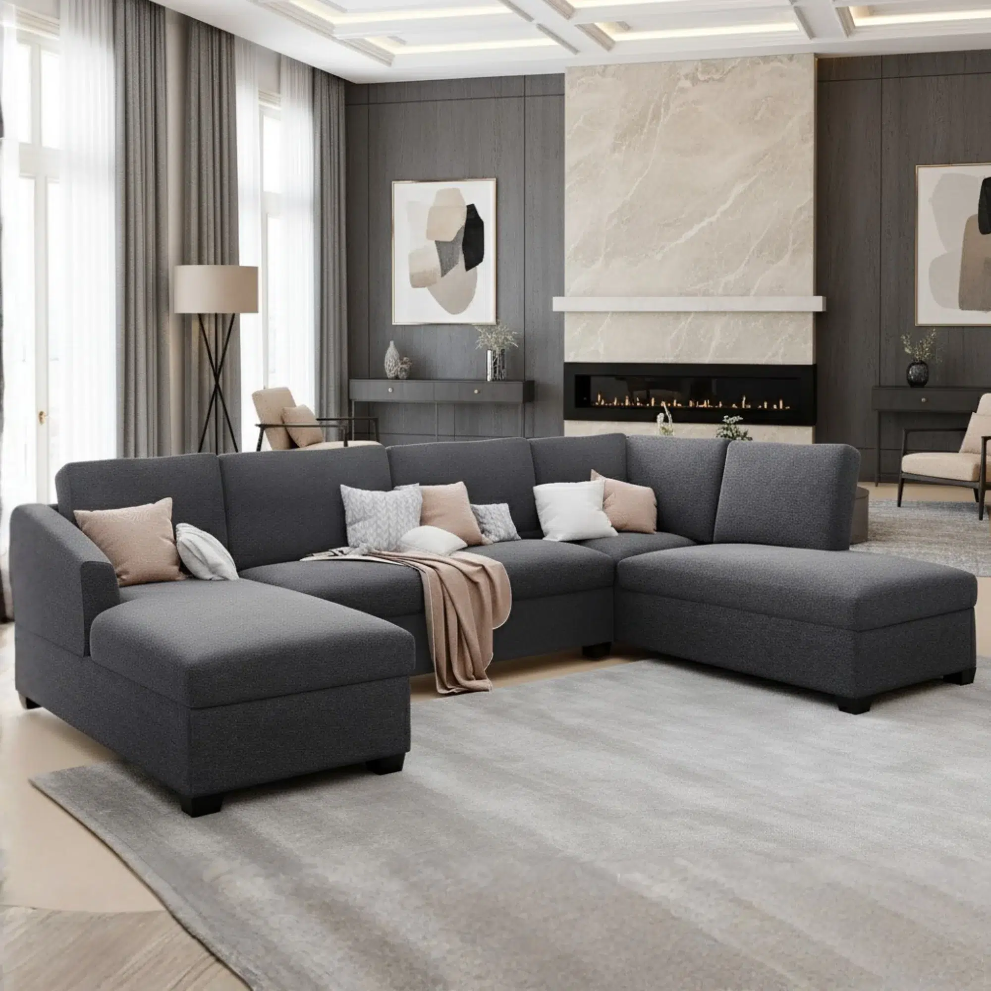 Jattebo 5-Seater U-Shape Polyester Sofa