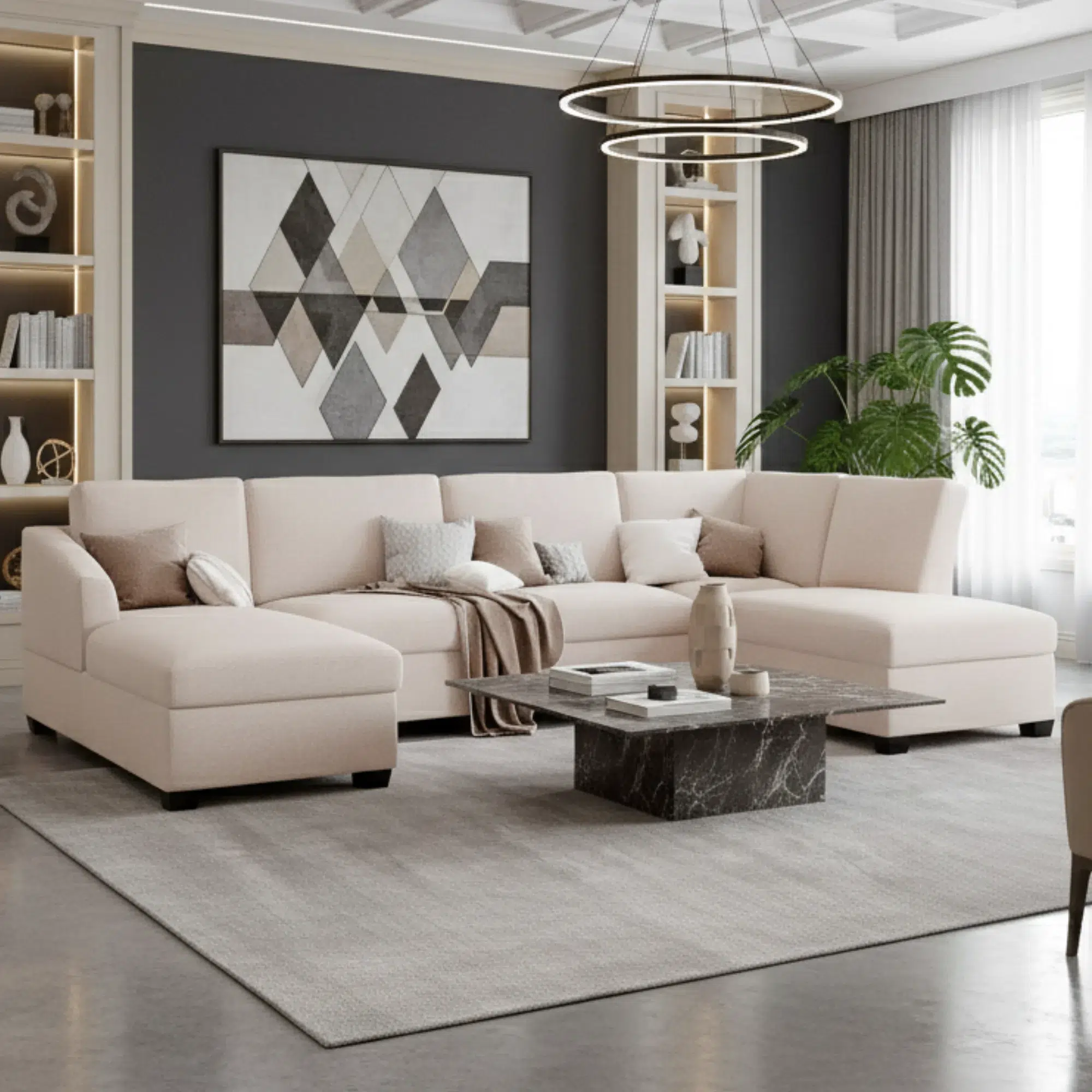 Jattebo 5-Seater U-Shape Polyester Sofa