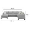 Adeline 6 Seater U-Shape Velvet Sofa – Grey