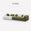 Alba 3 Seater Sectional Puff sofa – White/Green