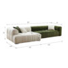 Alba 3 Seater Sectional Puff sofa – White/Green