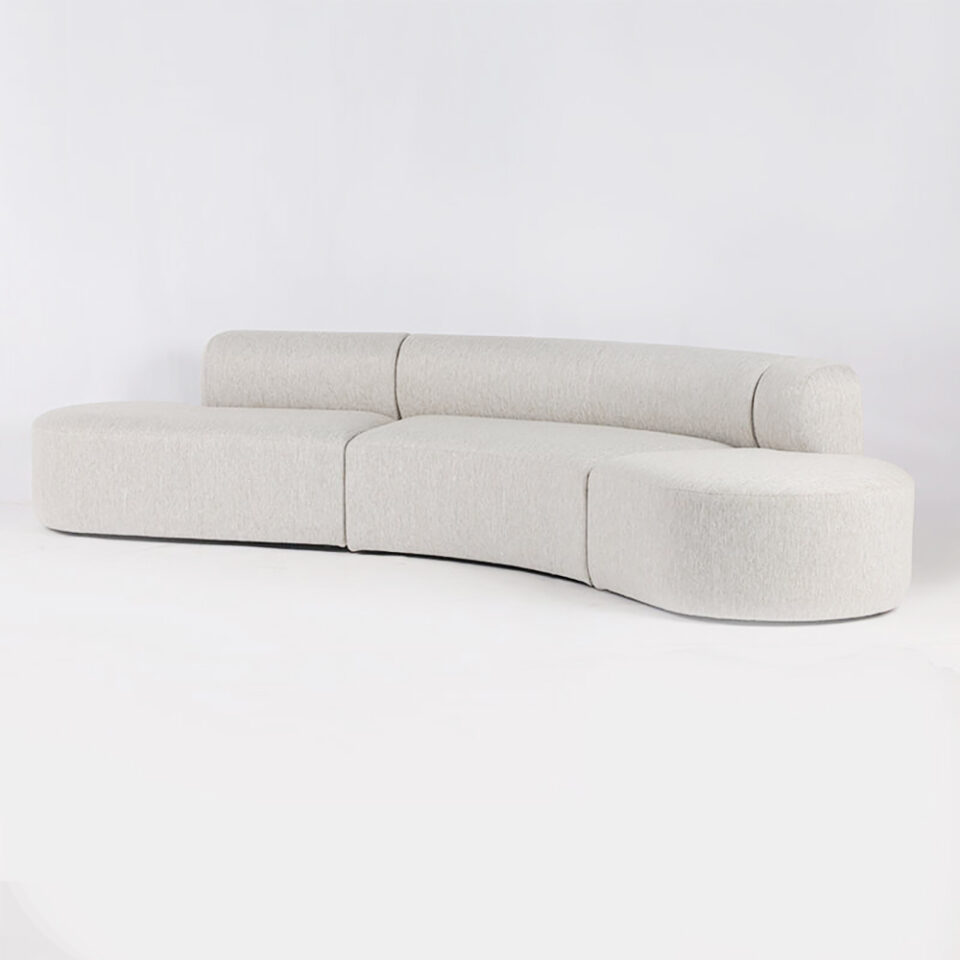 Boucle 4 Seater Fabric Sofa – Cream…