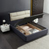 Sausalito Hydraulic Storage Leather Bed – Grey