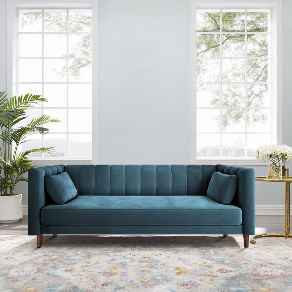 Como Channel 2 Seater Velvet Sofa