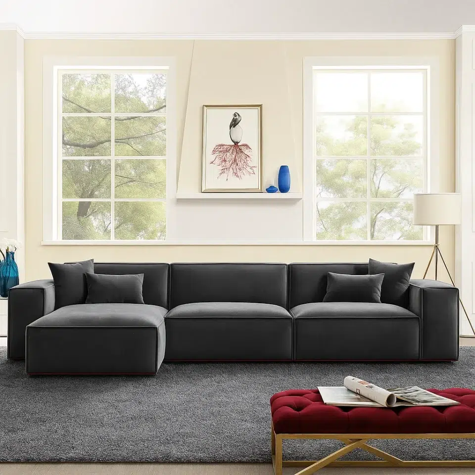 Lavernett 3 Seater L-Shape Velvet Sofa…