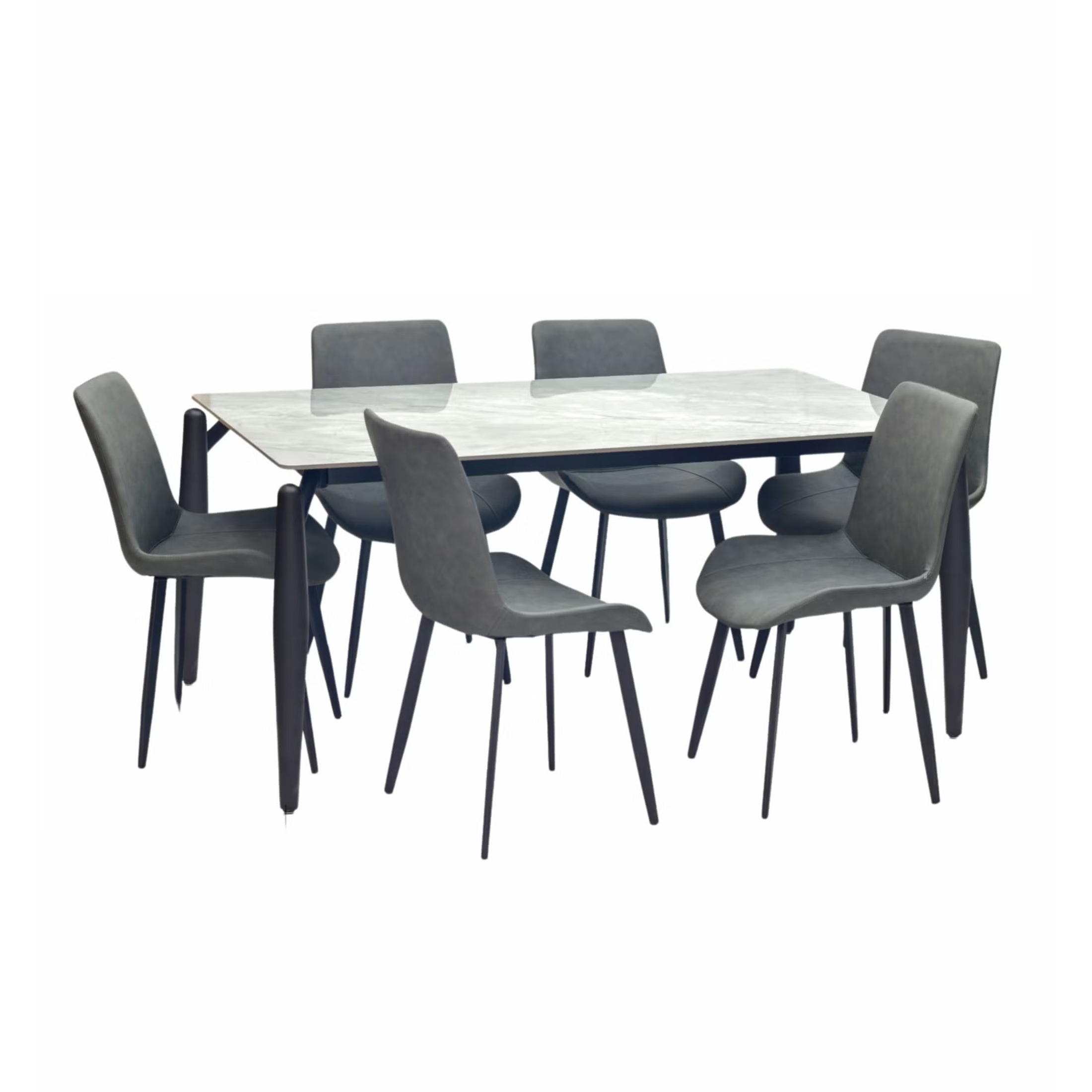 Samson 6 Seater Dining Table Set Dark Grey