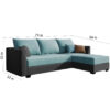 Joston 3 Seater L-Shape Fabric Sofa – Blue/Dark Grey