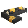 Minta 4 Seater L-Shape Fabric Sofa – Black
