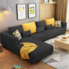 Minta 4 Seater L-Shape Fabric Sofa – Black