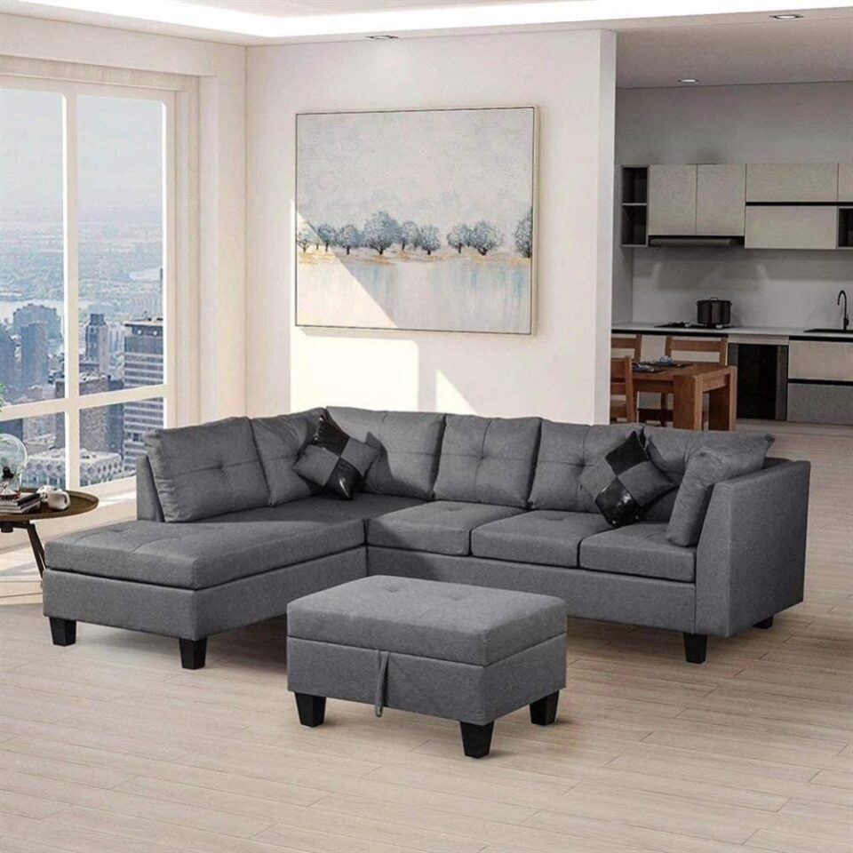 Catriona 5-Seater Polyester L-Shape Sofa…