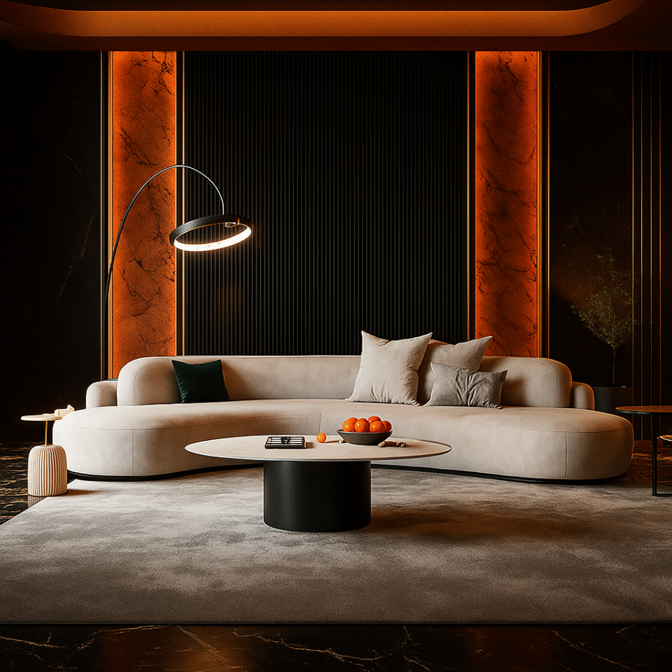 Lennon Scratch Resistant Velvet Curve Sofa (Beige)…