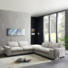 Overstuffed 5 Seater Sectional Linen Sofa - White (3)