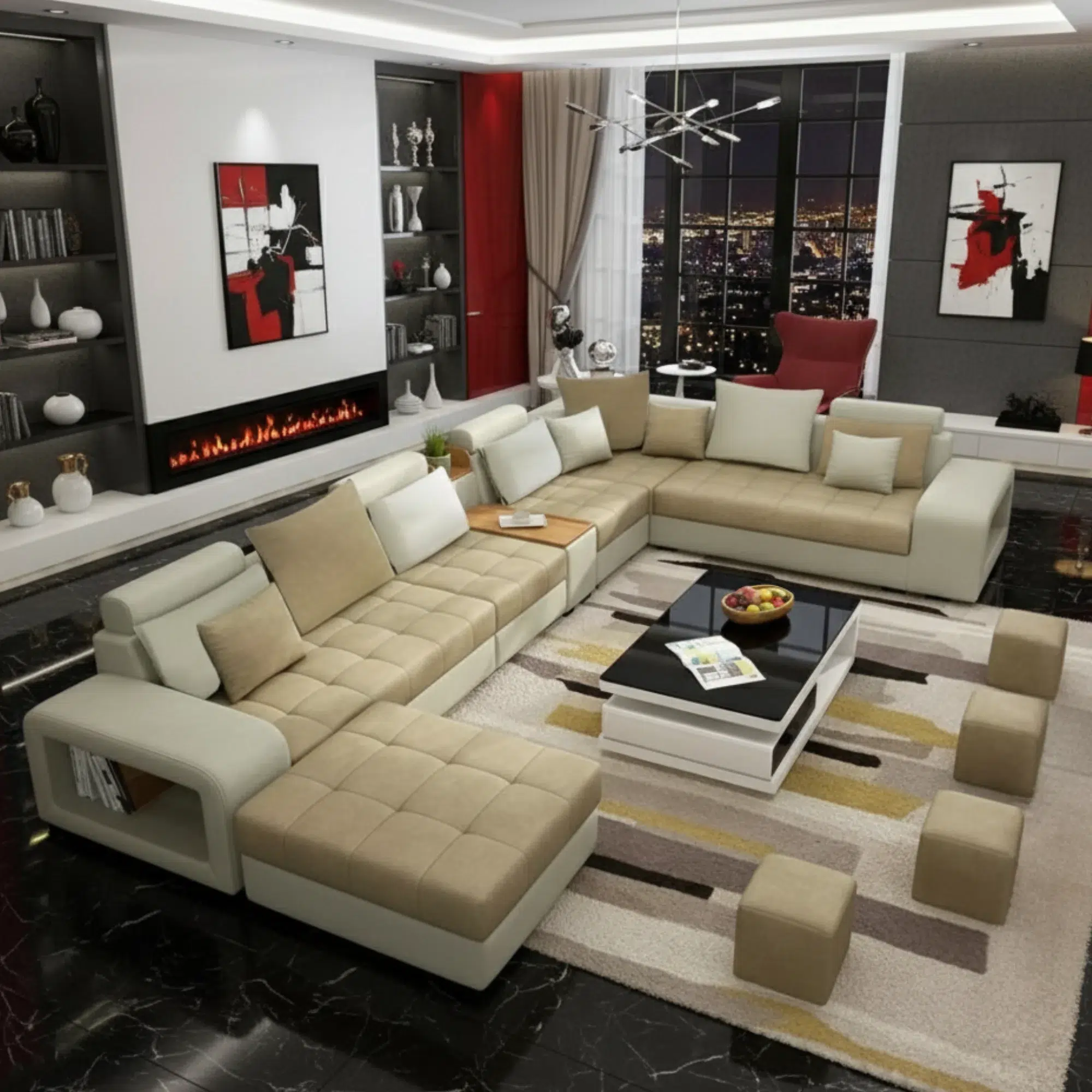 Sorceris 7-Seater Velvet L-Shape Sofa