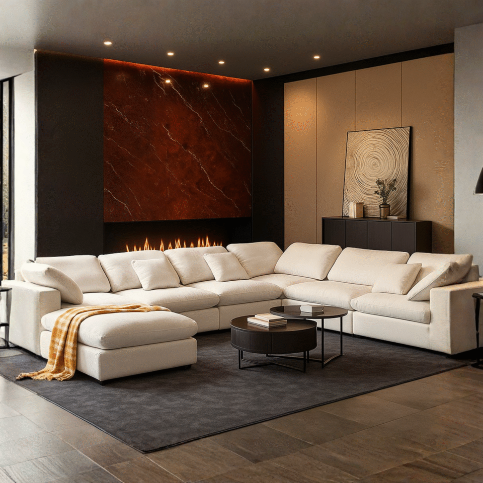 Danietta Luxury 6 Seater Sofa U-Shape Couch Sofa – White…