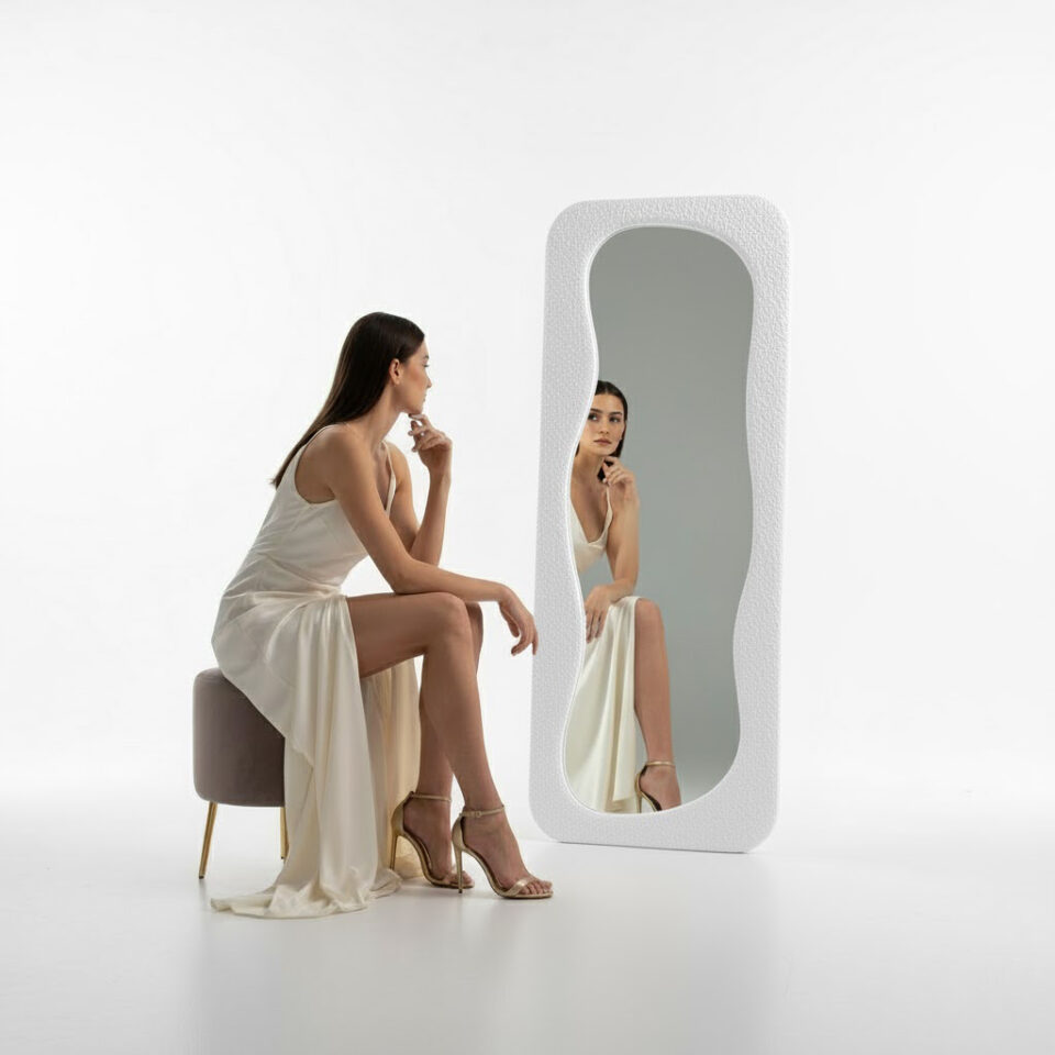 Hovet Wave Boucle Floor or Hanging Mirror…