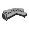 Chrome 4 Seater L-Shape Fabric Sofa – Black/Grey