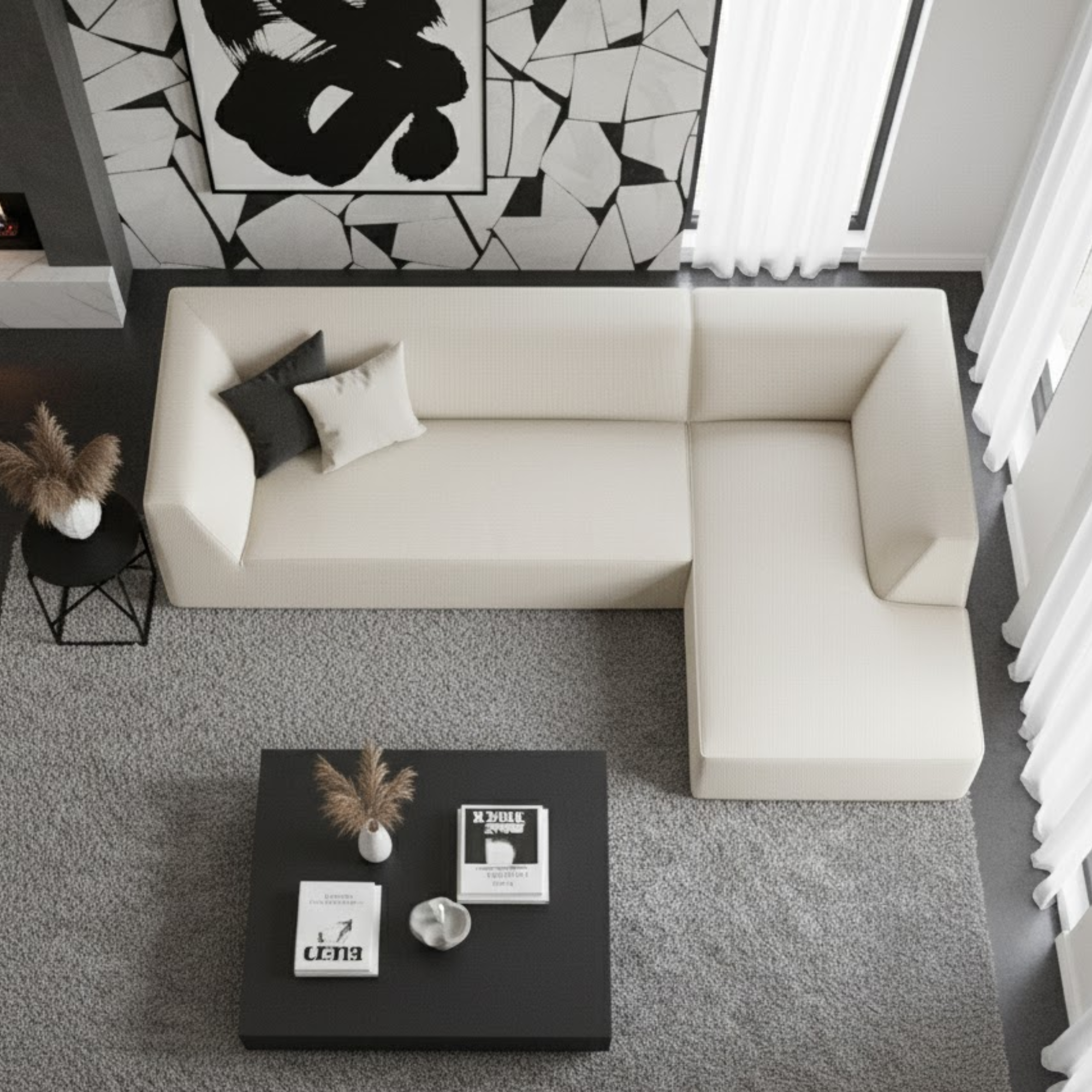 Demi 3-Seater Corduroy Fabric L-Shape Corner Sofa