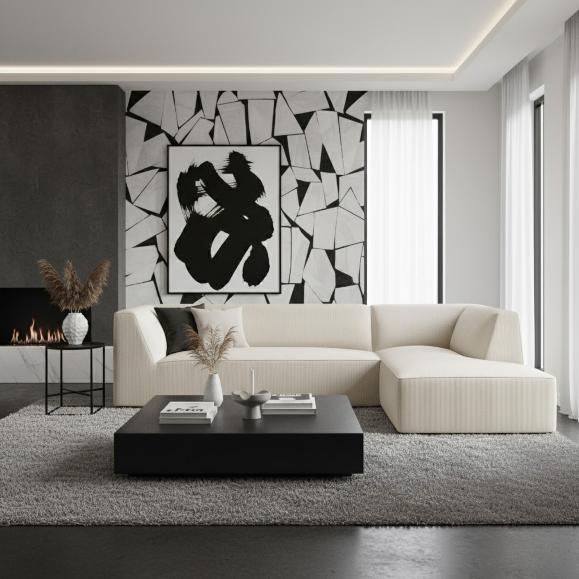 Demi 3-Seater Corduroy Fabric L-Shape Corner Sofa