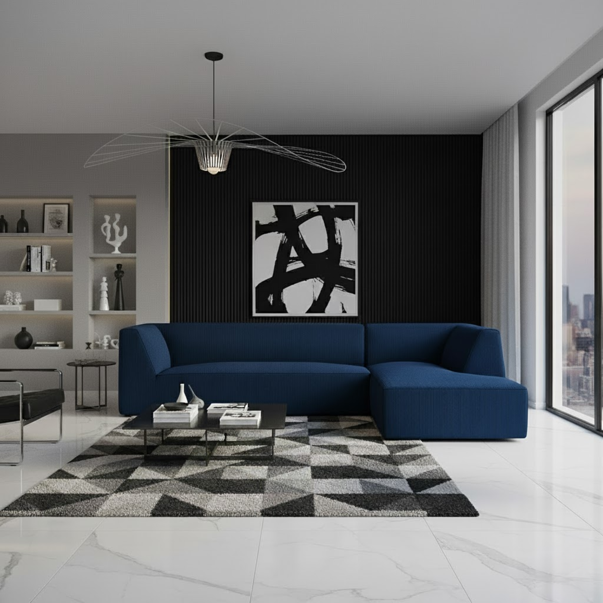 Demi 3-Seater Corduroy Fabric L-Shape Corner Sofa