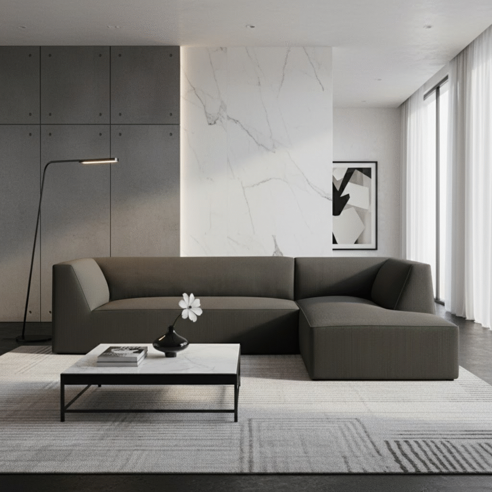 Demi 3-Seater Corduroy Fabric L-Shape Corner Sofa…